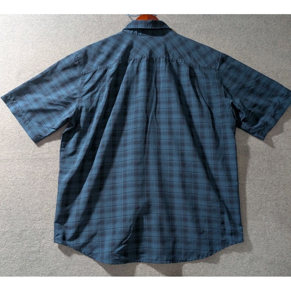 Orvis Shadow Plaid Shirt XL Blue Short Sleeve Vent Fishing Travel - Picture 2 of 10